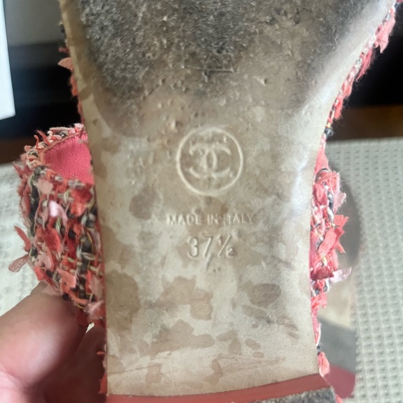 Authentic Chanel Pink Tweed Sandals - Picture 4 of 5